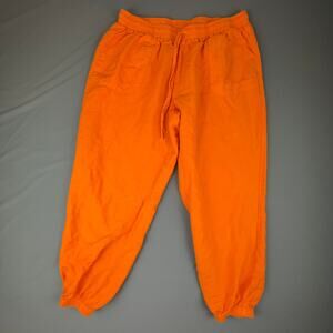 Ashley Stewart Orange Linen Jogger Pants 16W Pull-On Pockets Resort Casual